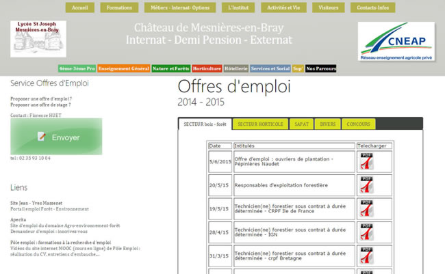 Site internet du lycée de Mesnières-en-Bray